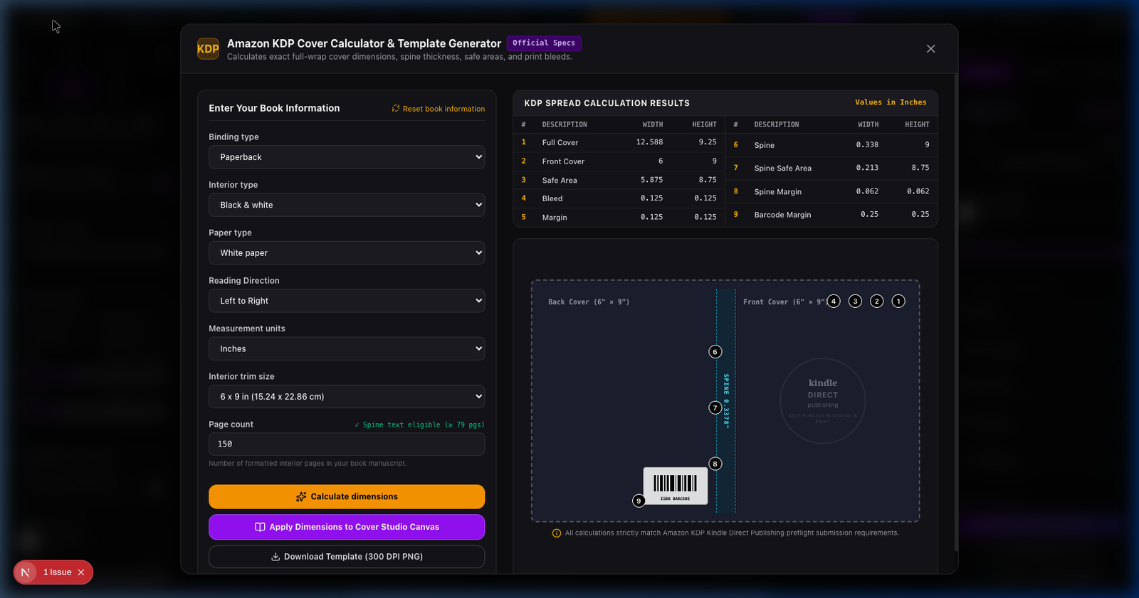 Amazon KDP Spine Width Formulas & Blueprint Calculator